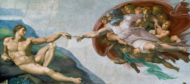 Michelangelo_Sixtus-kápolna_Ádám teremtése